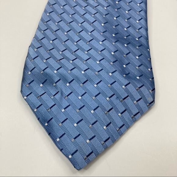 3/$30 J. Ferrar | Mens Blue Geometric Silk Necktie - Picture 3 of 5